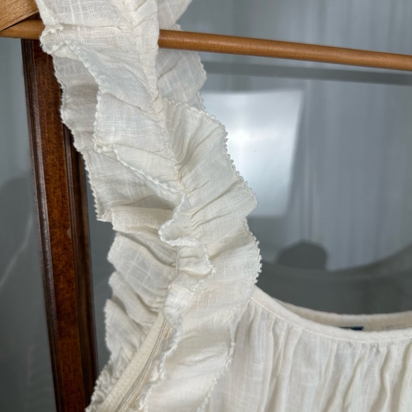 Old Navy Ruffle Tank Top Sz XL Off White Festival Eyelet Boho Coquette Romantic - Picture 3 of 8